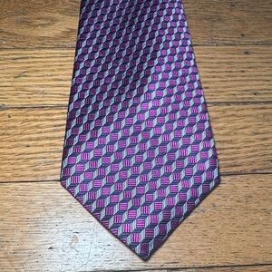 Lauren Ralph Lauren Silk Tie Geometric Patterned in Purple and Black